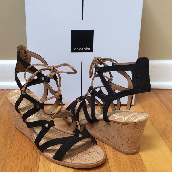 πDOLCE VITA Lynnie Leather Wedge Lace up Sandals - Picture 4 of 8